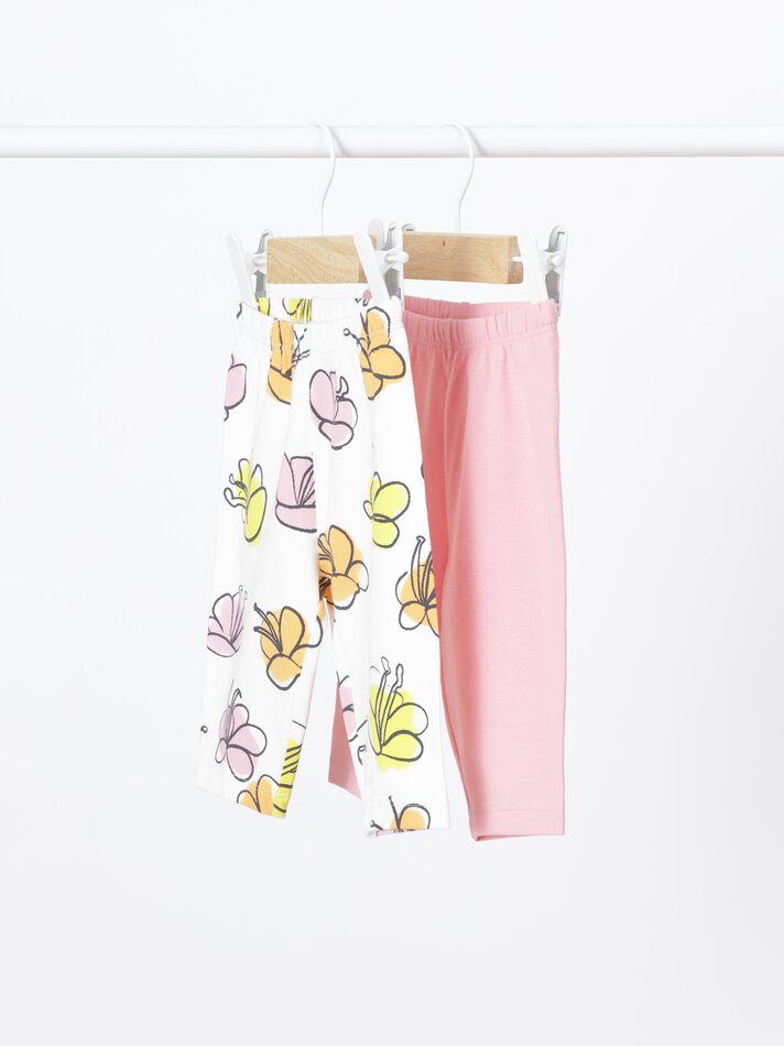 Conjunto com 2 calças capri combinando - Rosa Fluorescente