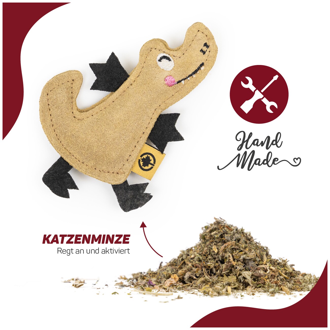 Canadian Cat Company Duftkissen aus Leder | Katzenminze | Krokodil