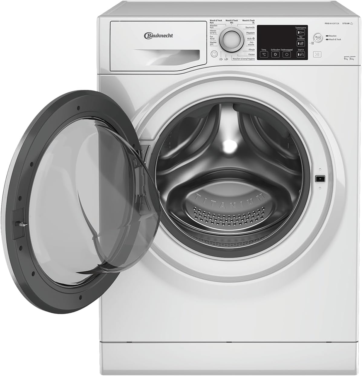 Bauknecht WADR ACTIVE 9614 D Waschtrockner, 9 kg Waschen, 6 kg Trocknen, Active Care Wash & Dry Technologie, Anti-Allergie-Programm, Wolle-Programm, Nachlegefunktion, Dynamic Inverter-Motor, Weiß