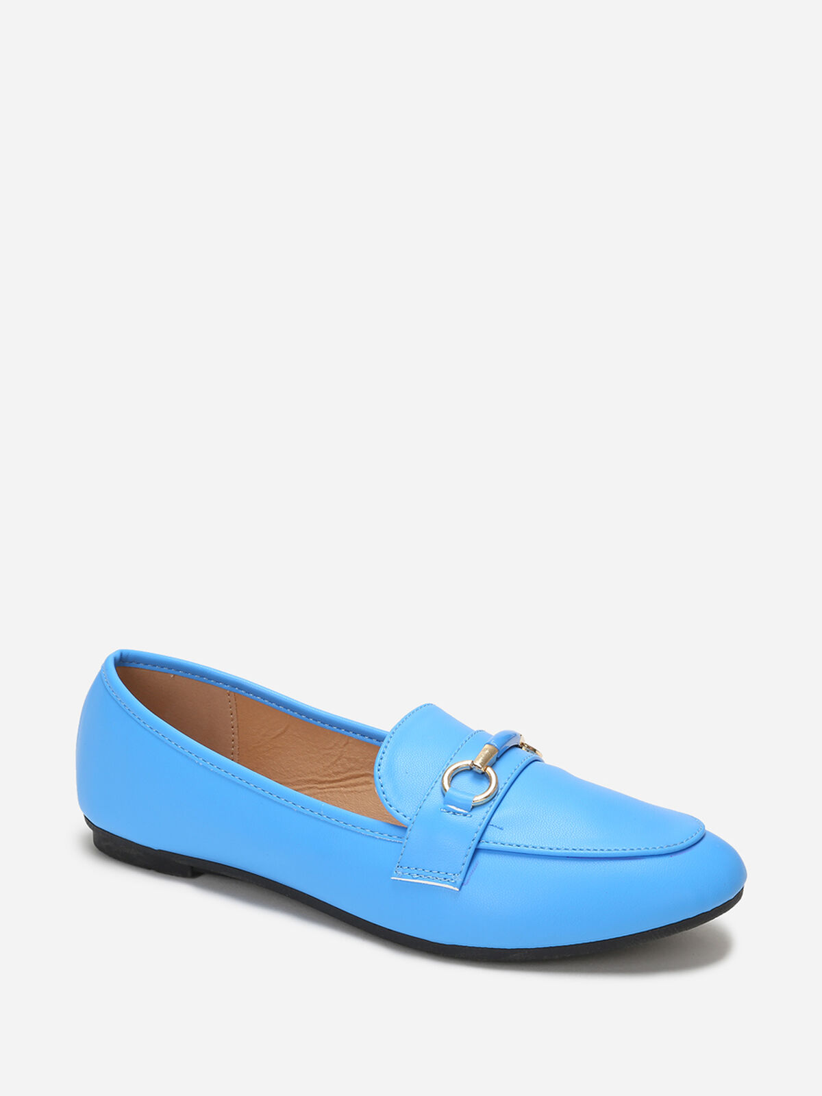 Mocassins arrondis à bride- Bleu