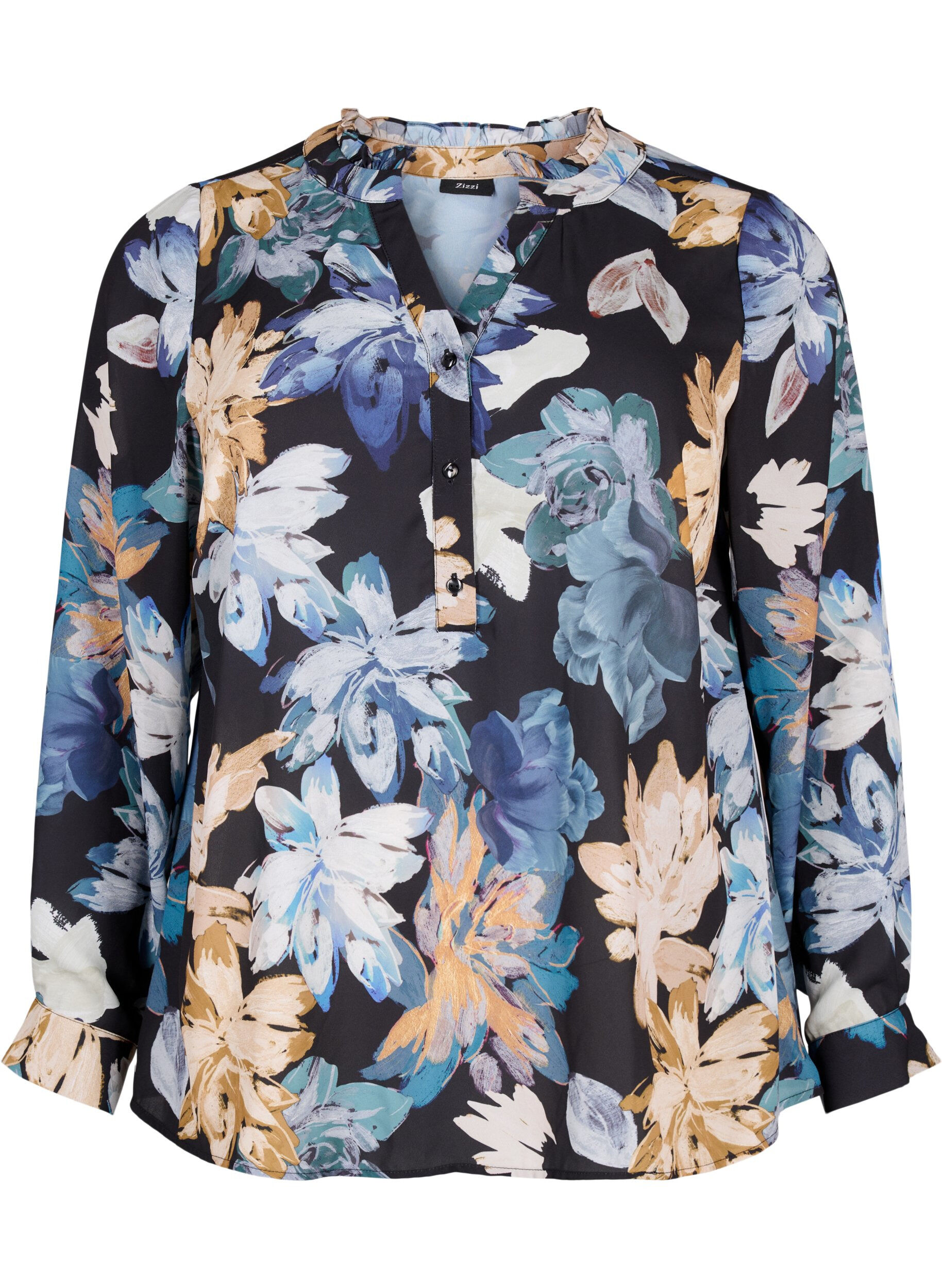 Langærmet bluse med blomsterprint