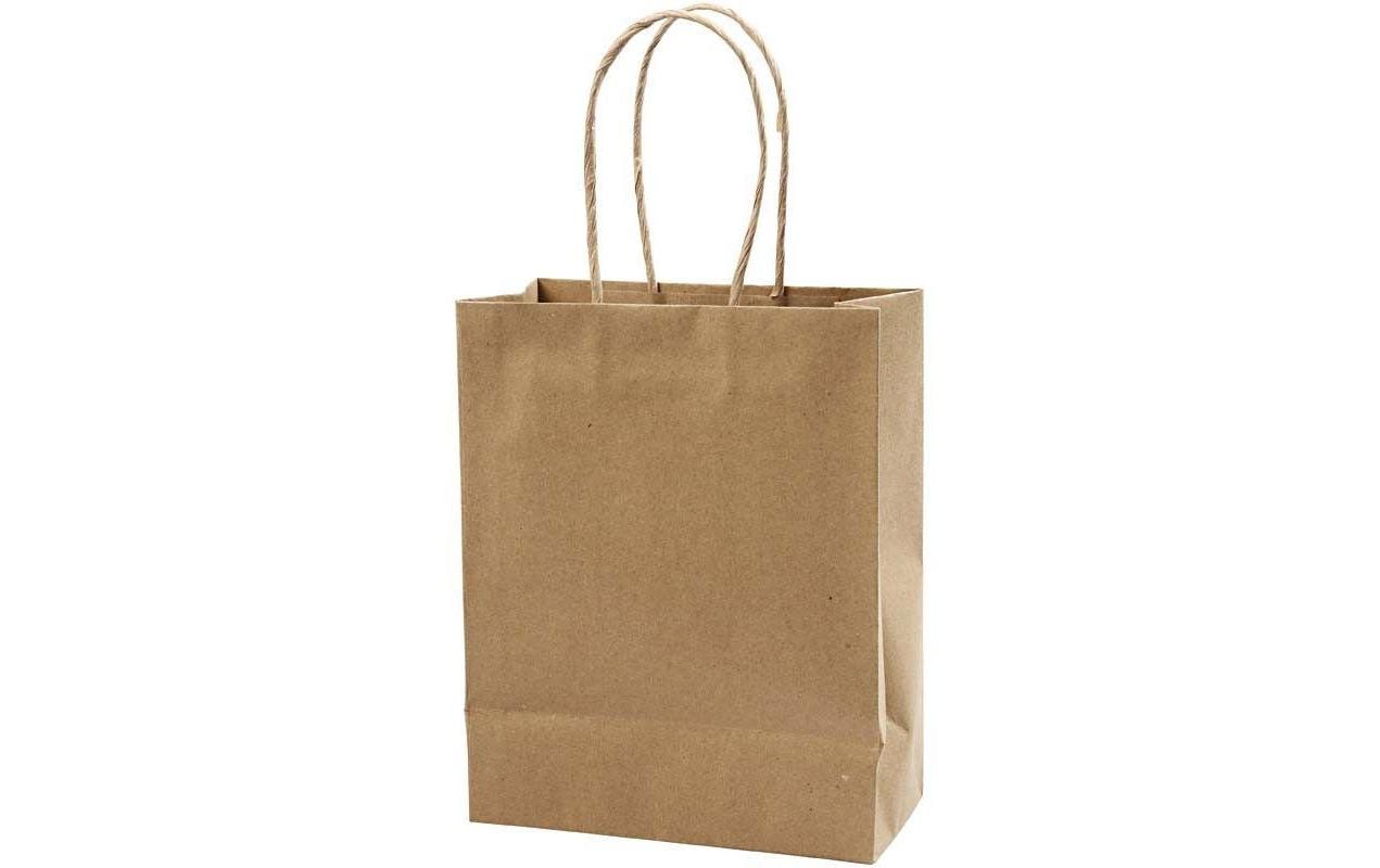 Geschenktasche Tasche 10 Stück Braun, 23 x 18 x 9 cmPapiertasche mit Riemen