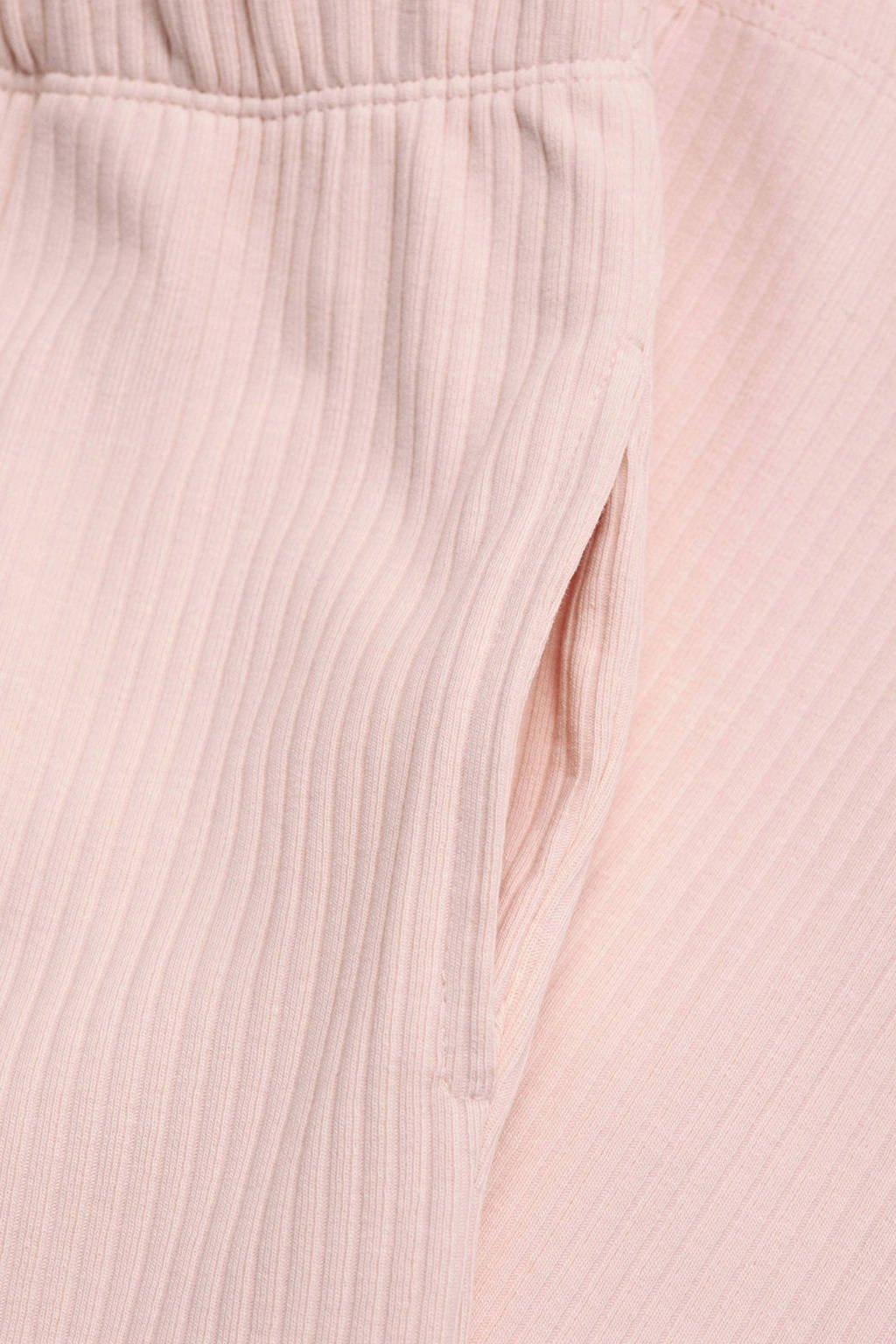 Mango Kids pyjama lichtroze rib gebreid