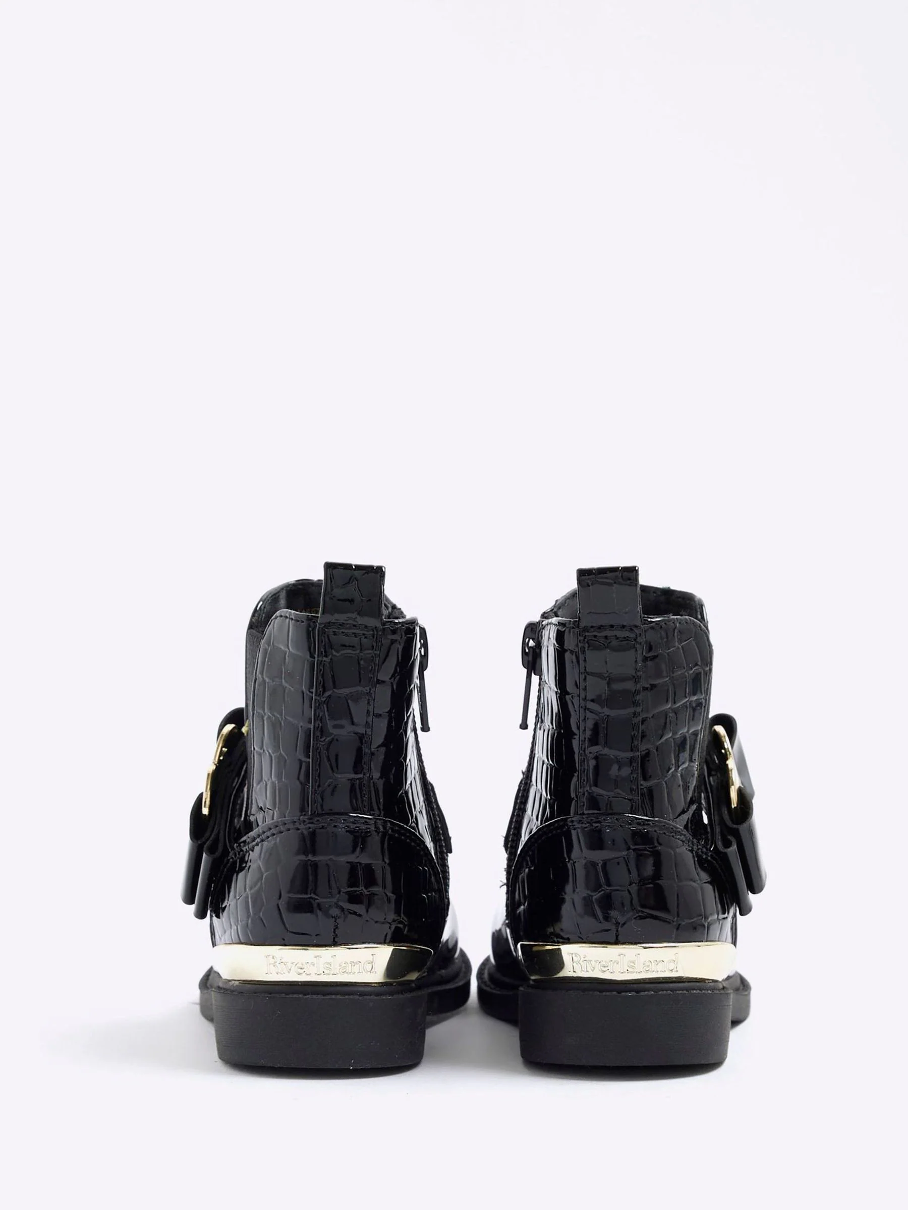River Island Patent Heart Bow Chelsea Boots