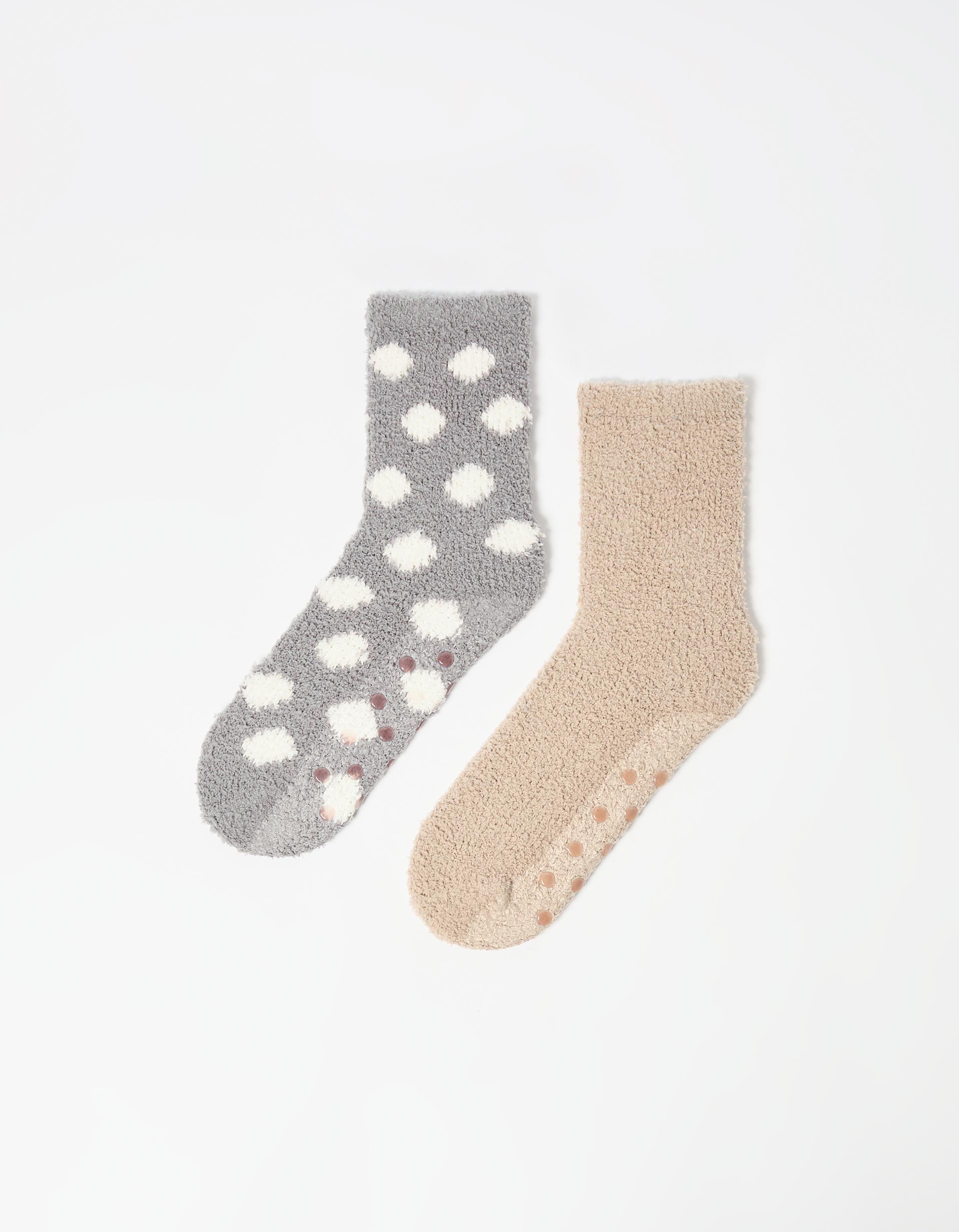 Pack 2 Pares de Meias Antiderrapantes, Mulher, Cinzento