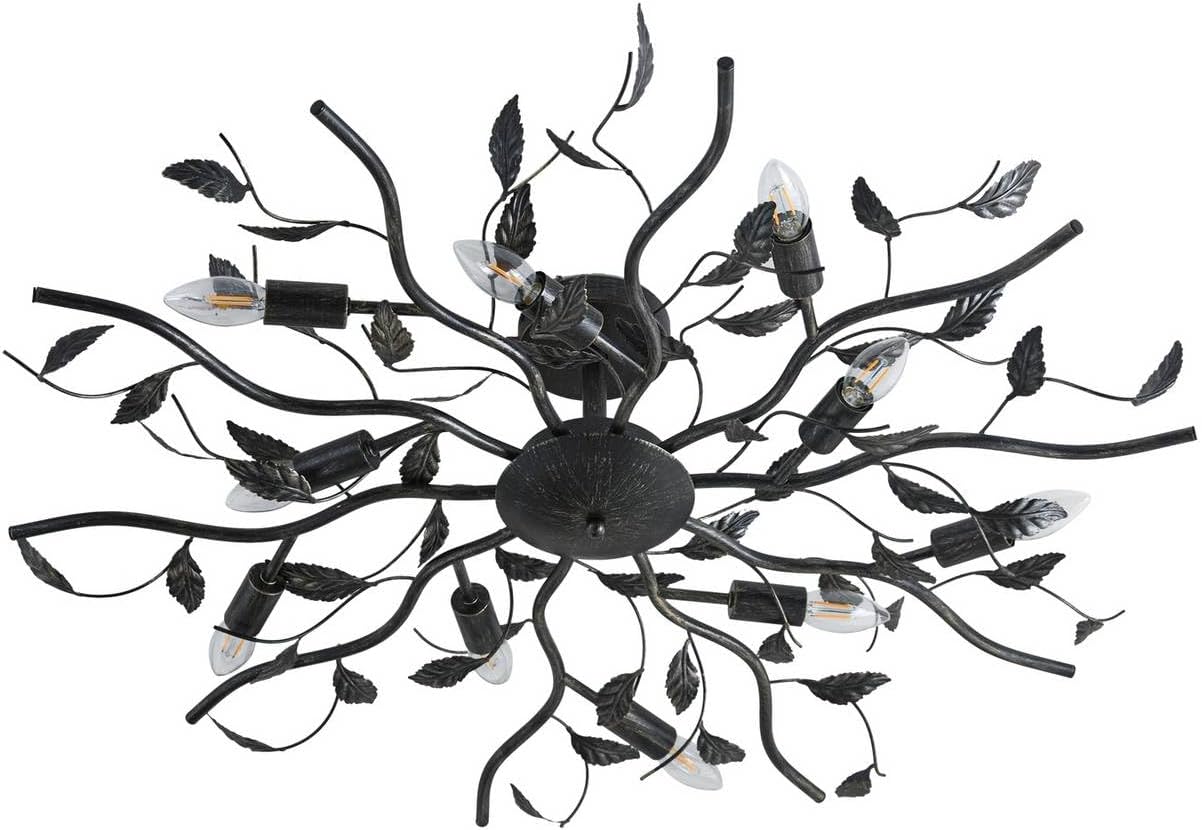 Lindby Deckenlampe Yos (Florentiner) in Schwarz aus Metall (10 flammig, E14) - Deckenleuchte Lampe Schlafzimmerleuchte