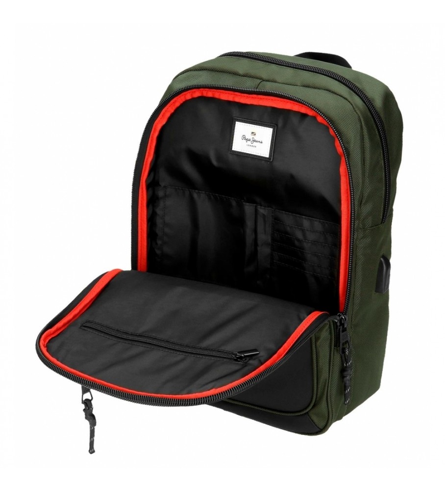 Mochila Pepe Jeans para computador, verde - 28x40x14cm -