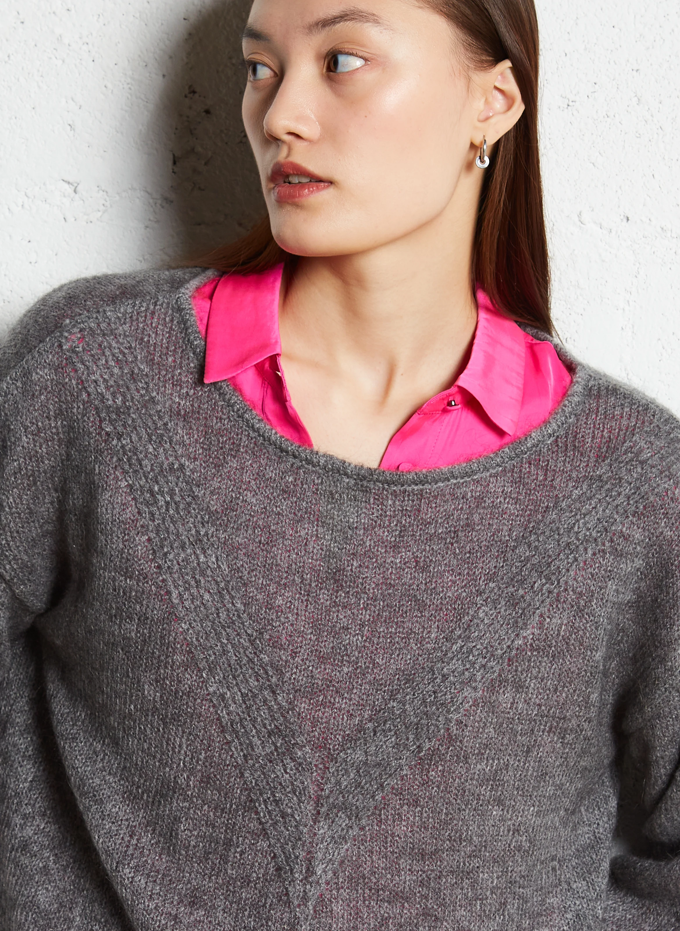 Pull à col bateau| Gris