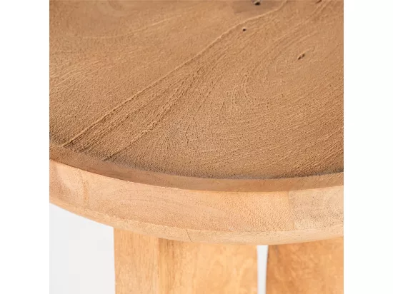 Jepara - Table d'appoint ronde en bois massif ø45cm - Bois clair