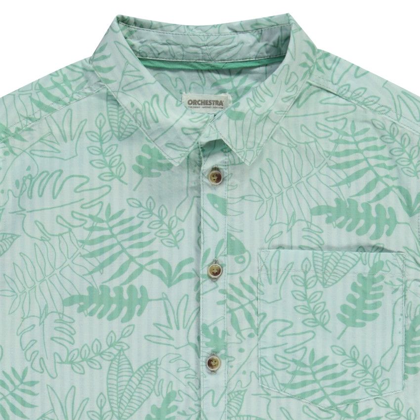 Chemise manches courtes imprimé feuillage pour garçon - Bleu
