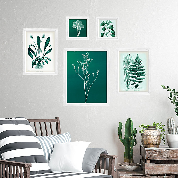 Set 5 tableaux Vinyl Way Dada Art feuilles vert L.90 x l.60 cm
