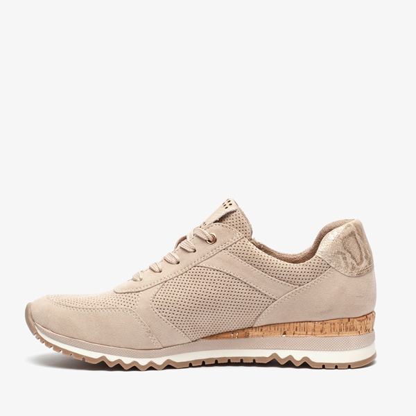 Nova dames sneakers beige met kurk details