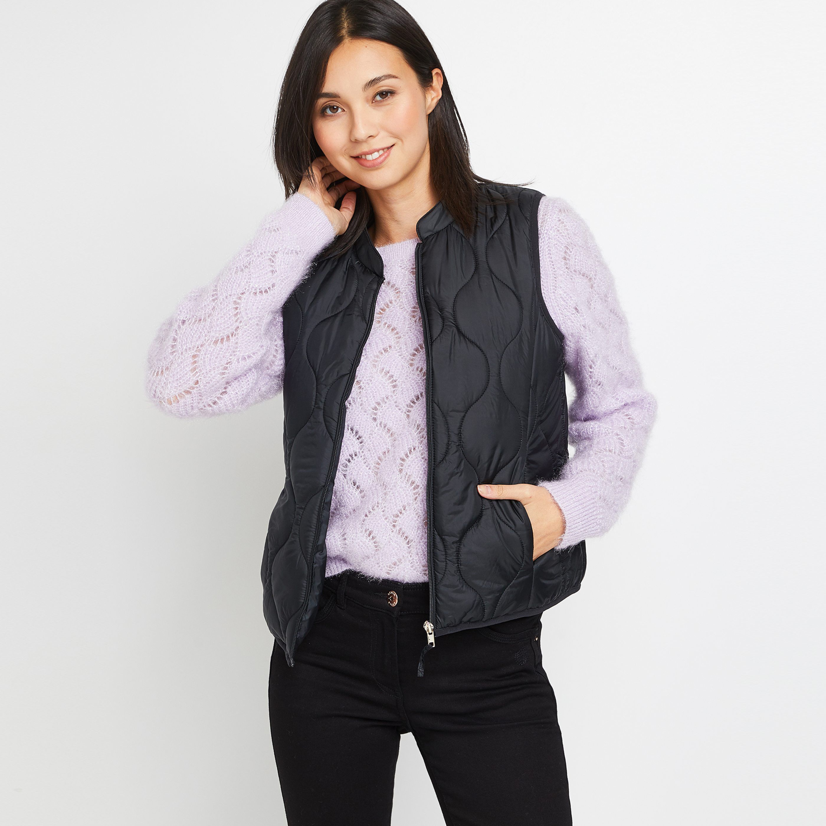 Doudoune fine sans manches femme - NOIR