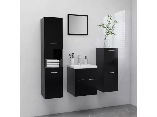 Ensemble de meubles de salle de bain Noir Aggloméré