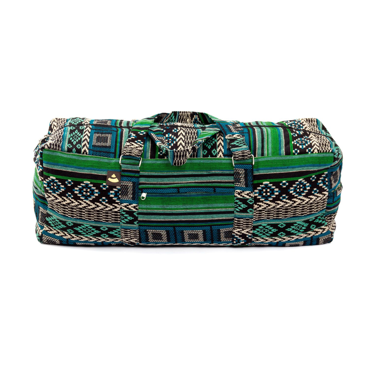 bodhi ETHNO Collection: Yoga Kit Bag Ikat-Webstoff, Jacquard-Webstoff, schwarz-weiß-grün gemustert
