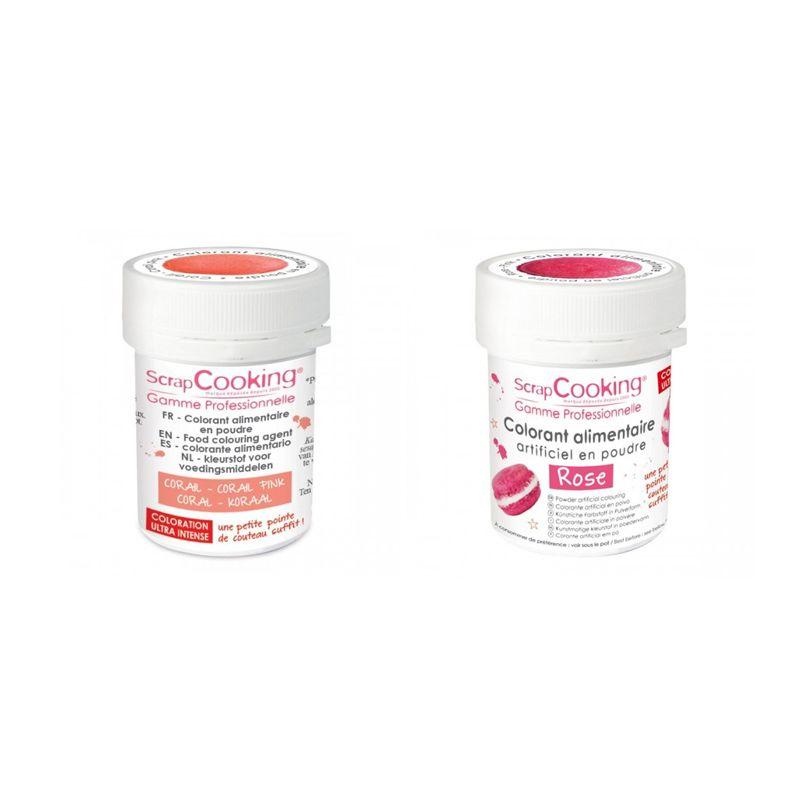 2 colorants alimentaires en poudre - corail-rose Scrapcooking