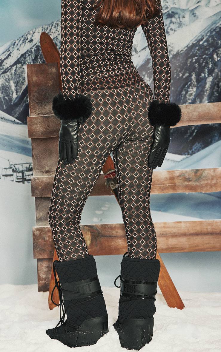 Chocolat Legging Sans Couture Jacquard Ski Plt