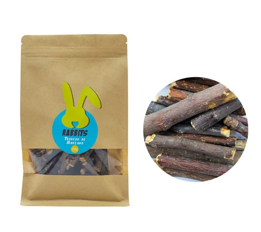 Palitos de madeira de macieira para roedores – 100g – Brinquedo para roer para coelhos, hamsters e porquinhos-da-índia – Higiene dental – Palitos de madeira de 5 a 7 cm