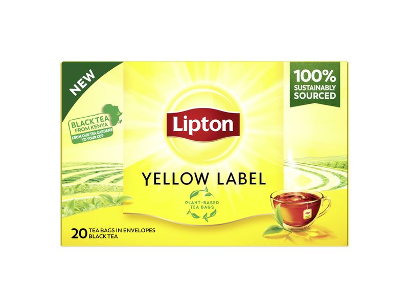 Lipton Teebeutel Yellow Label Schwarztee 20 Stück Kräftiger, intensiver Schwarztee