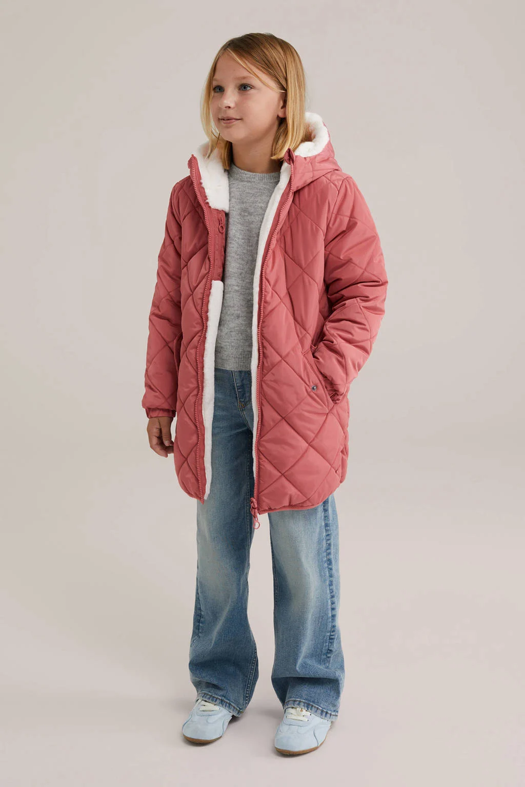 WE Fashion reversible jas winter roze