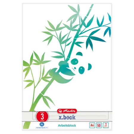 Herlitz Arbeitsblock A4 GREENline 50 Blatt Lineatur 03 Motiv Panda