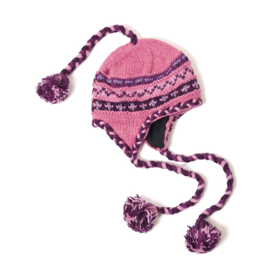 Strickmütze, pink/lila, mit Quasten günstig bestellen