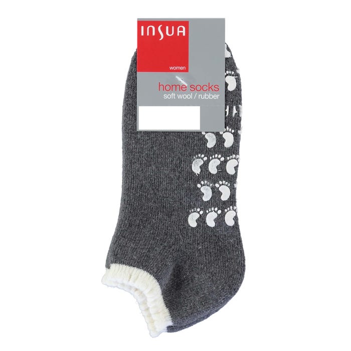 inSua-soft wool effen antislip home socks