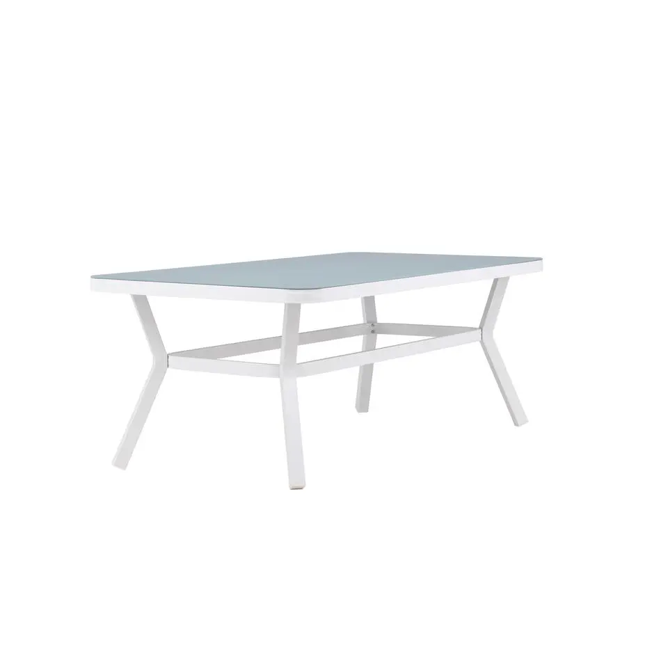 Eettafel Wit Grijs Glas - 200x100x74cm - Virya