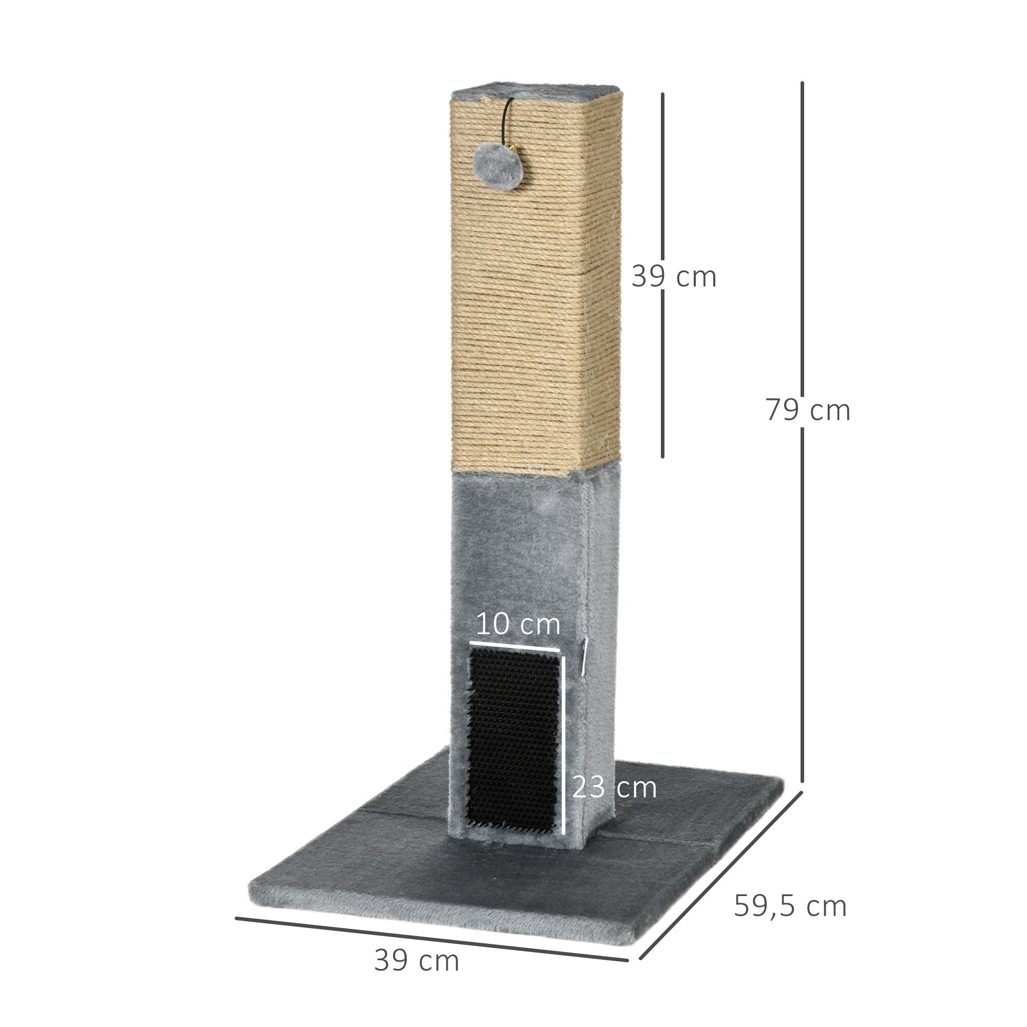 PawHut Kratzbaum geeignet für Katzen unter 5 kg grau 59,5L x 39B x 79H cm
