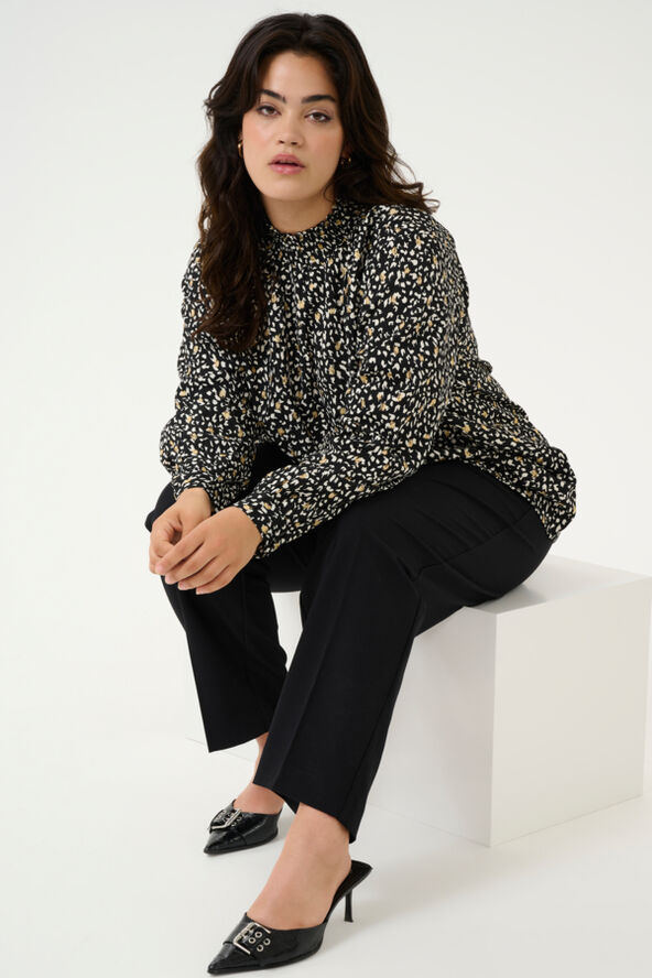 Kaffe Curve KCmalena Blouse Black/white/gold print