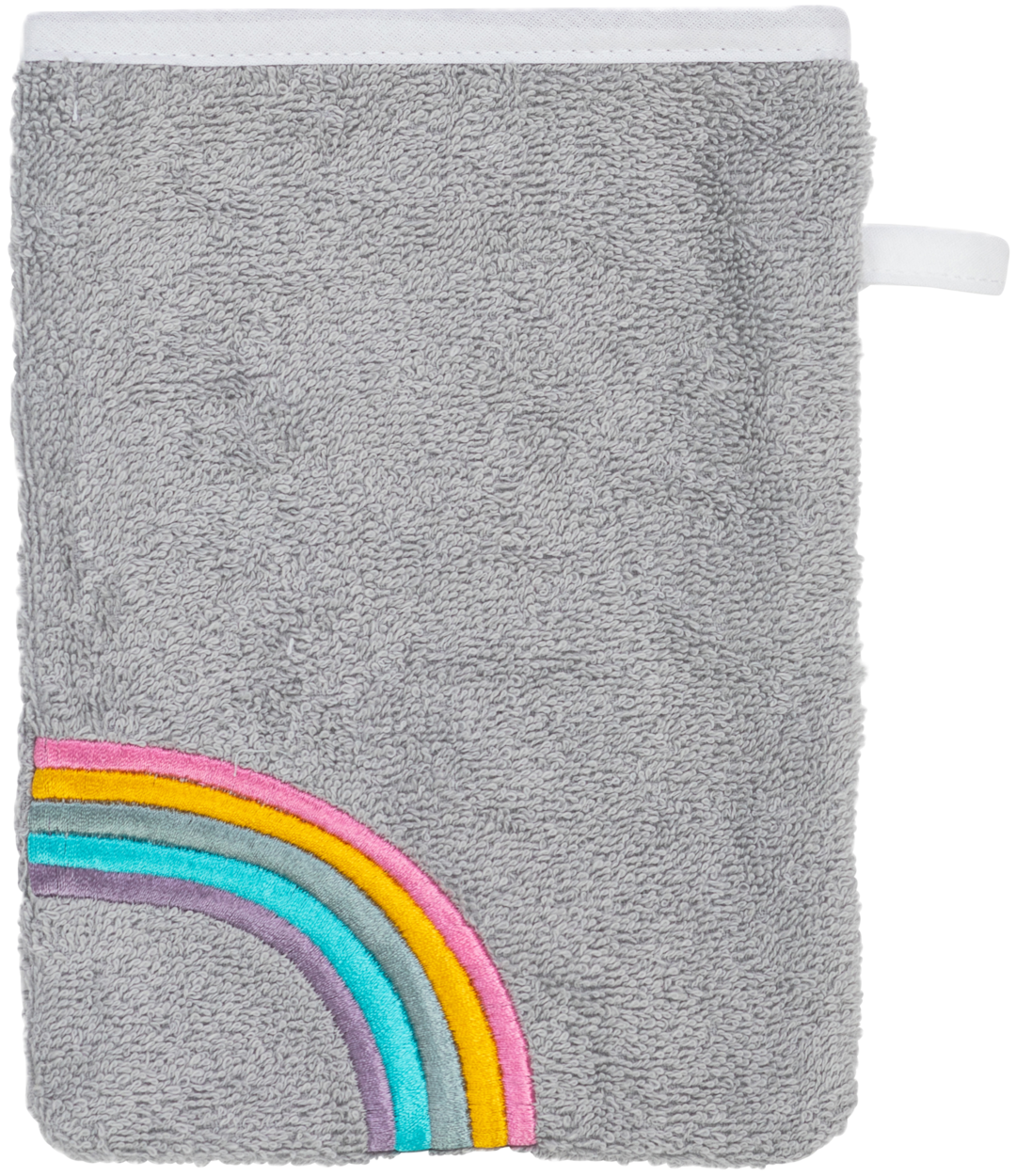 Smithy Waschhandschuh REGENBOGEN 14 x 23 cm grau