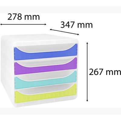 Exacompta Chromaline BigBox - Module de classement 4 tiroirs - arlequin