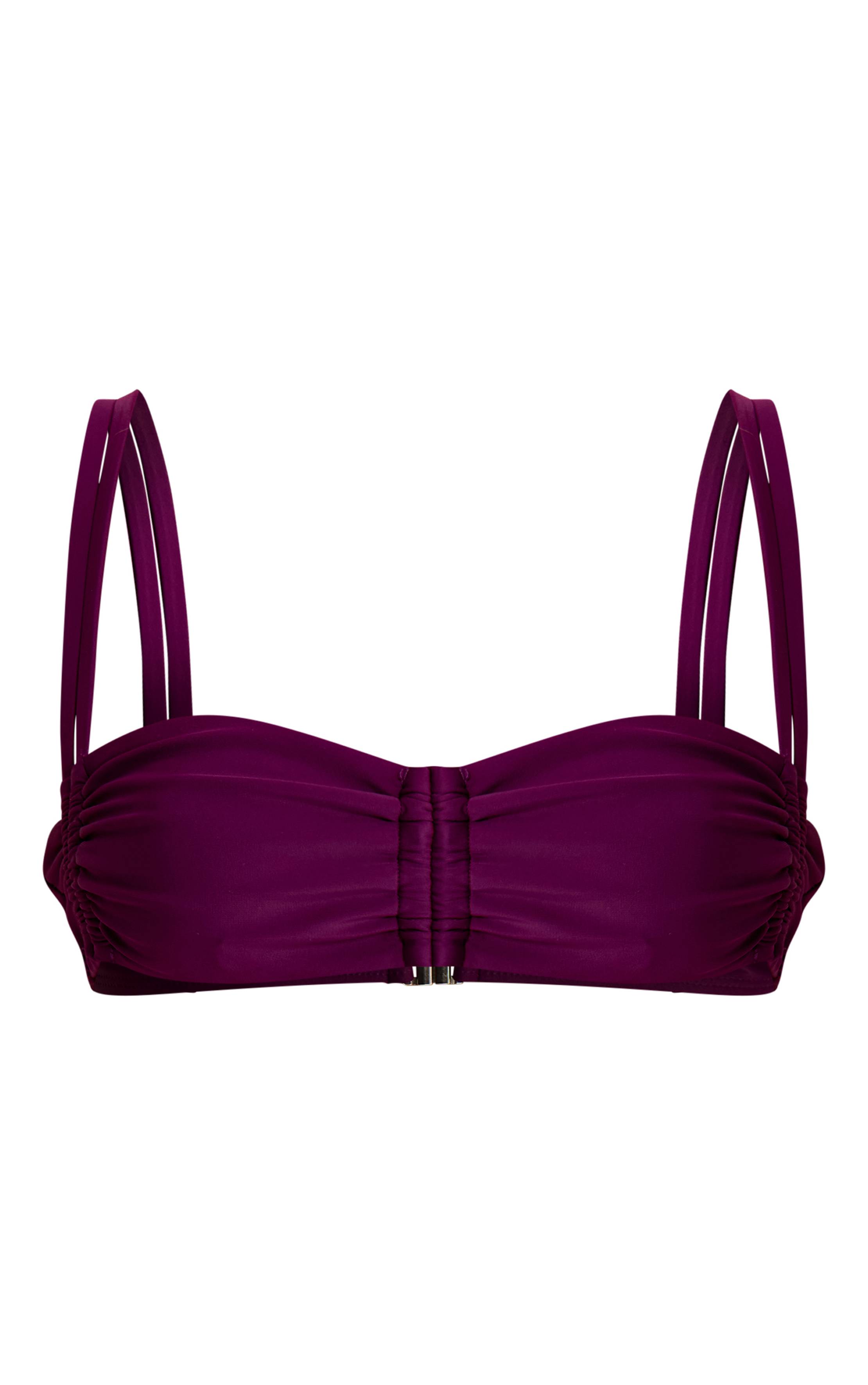 Prune Haut De Bikini À Double Bretelles Froncé Couleur Crème