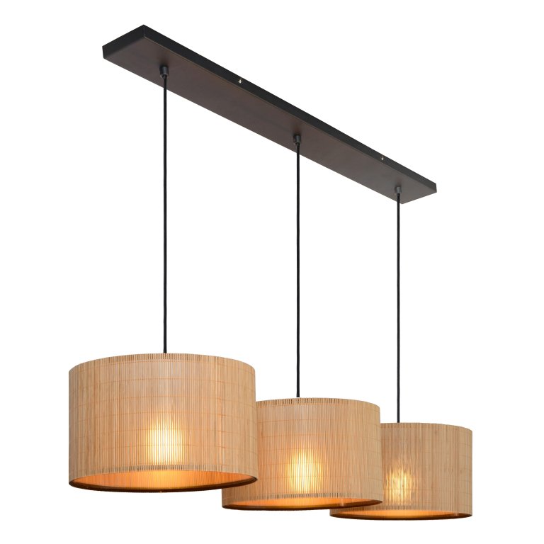 Lucide Magius 3 cluster hanglamp lineair naturel
