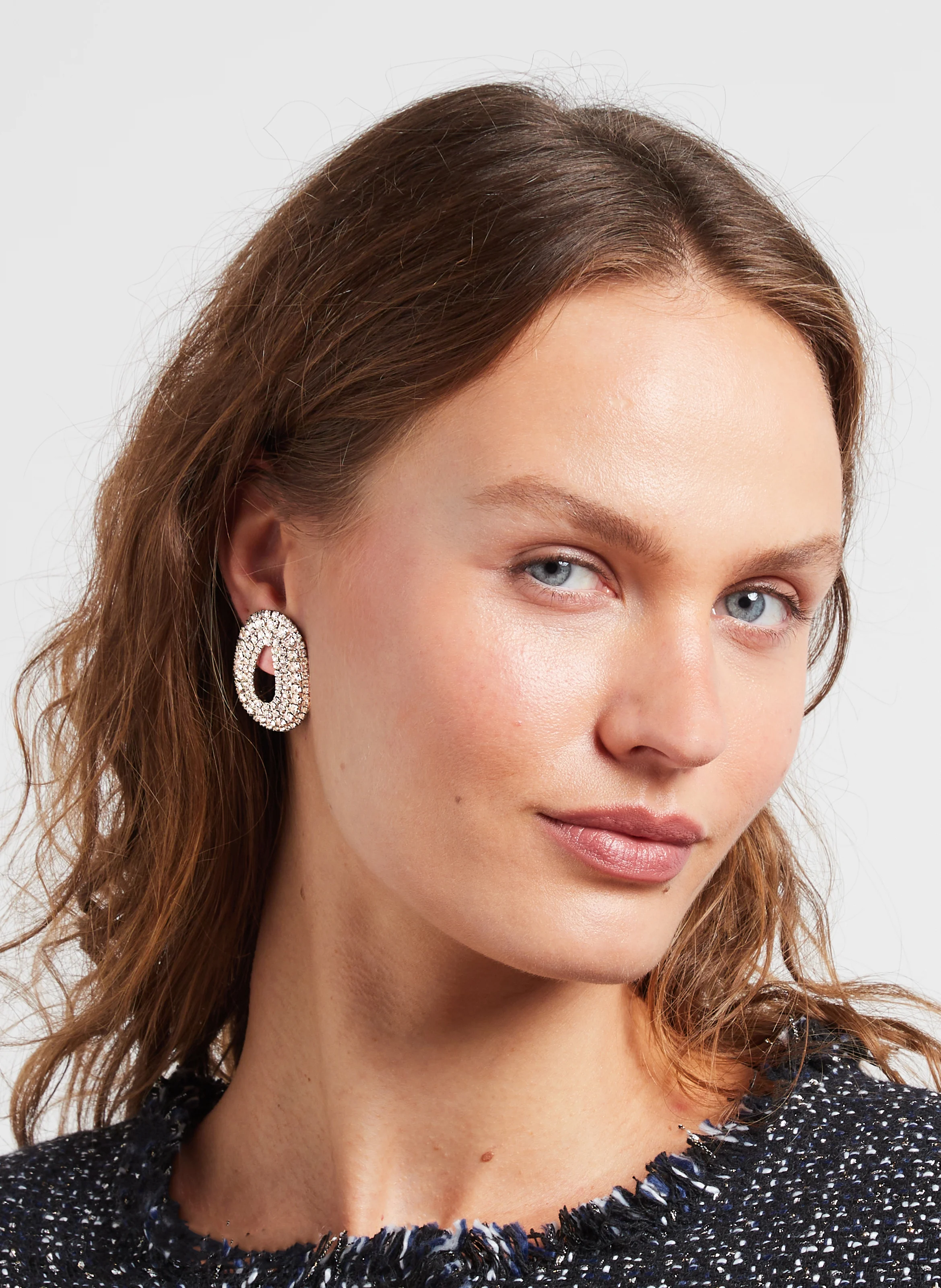 Boucles d'oreilles ovales à clips | Blanc