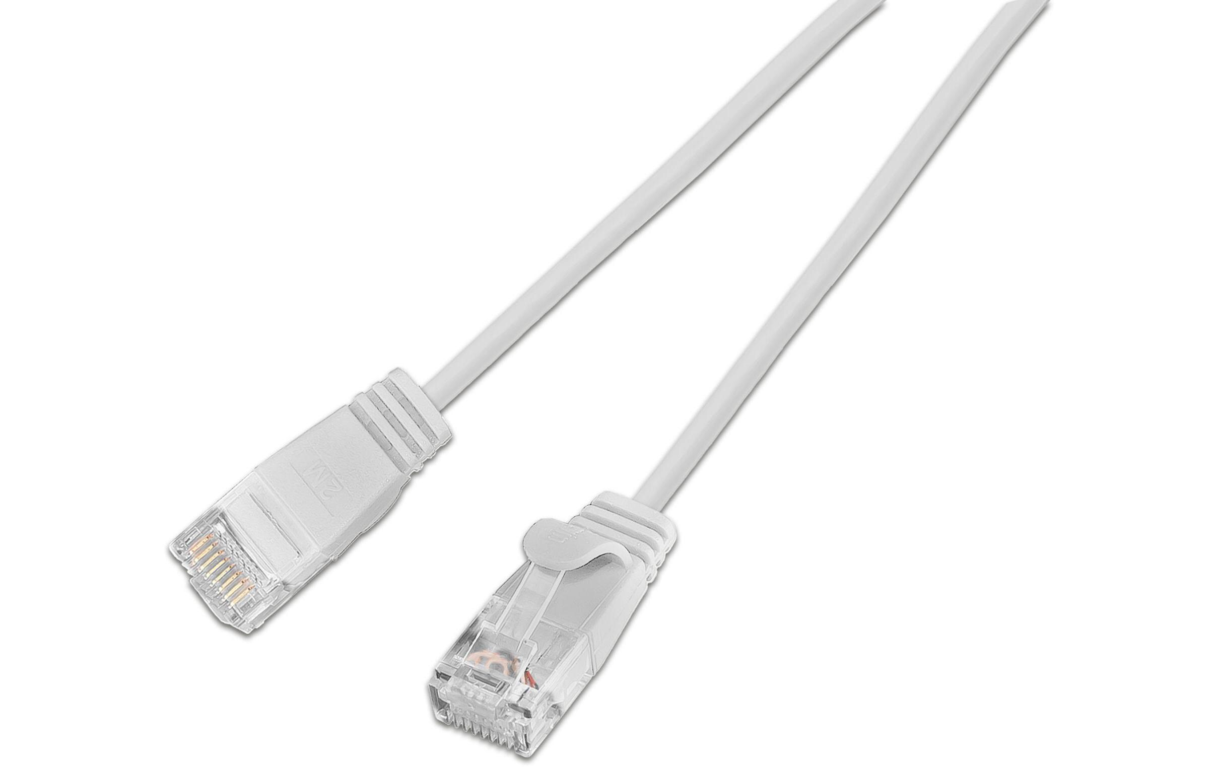 Slimpatchkabel RJ-45 - RJ-45, Cat 6, UTP, 7.5 m, WeissLightpatchkabel rund, ungeschirmtes Twisted-Pair-Kabel (U/UTP) mit Klinkenschutz
