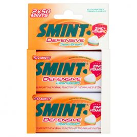 Smint Defensive clean breath sugar free orangemint 2-pack (2 x 50 stuks)