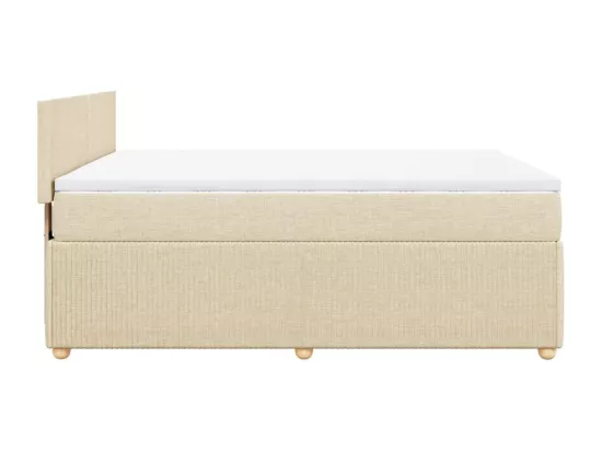 Sommier à lattes de lit avec matelas Crème 160x200 cm Tissu