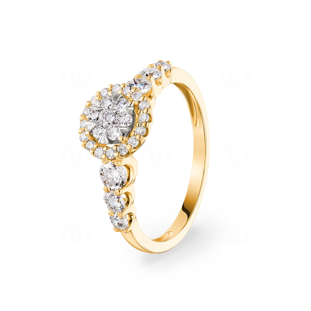 0.75 Karat Diamanten Halo Verlobungsring 750/18 K Gelbgold