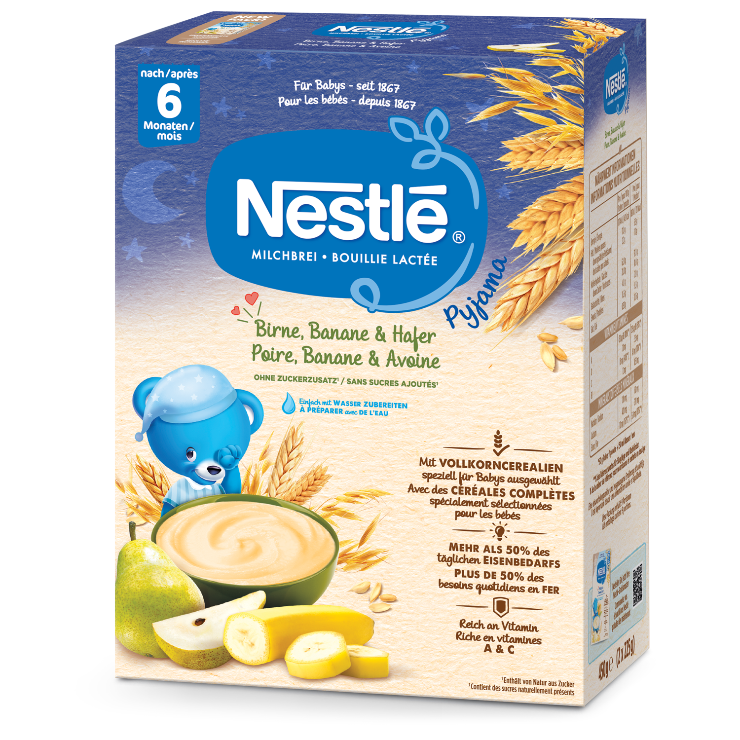 NESTLE Milchbrei Pyjama Plv Birne Banane & Hafer 6 Monate 450 g
