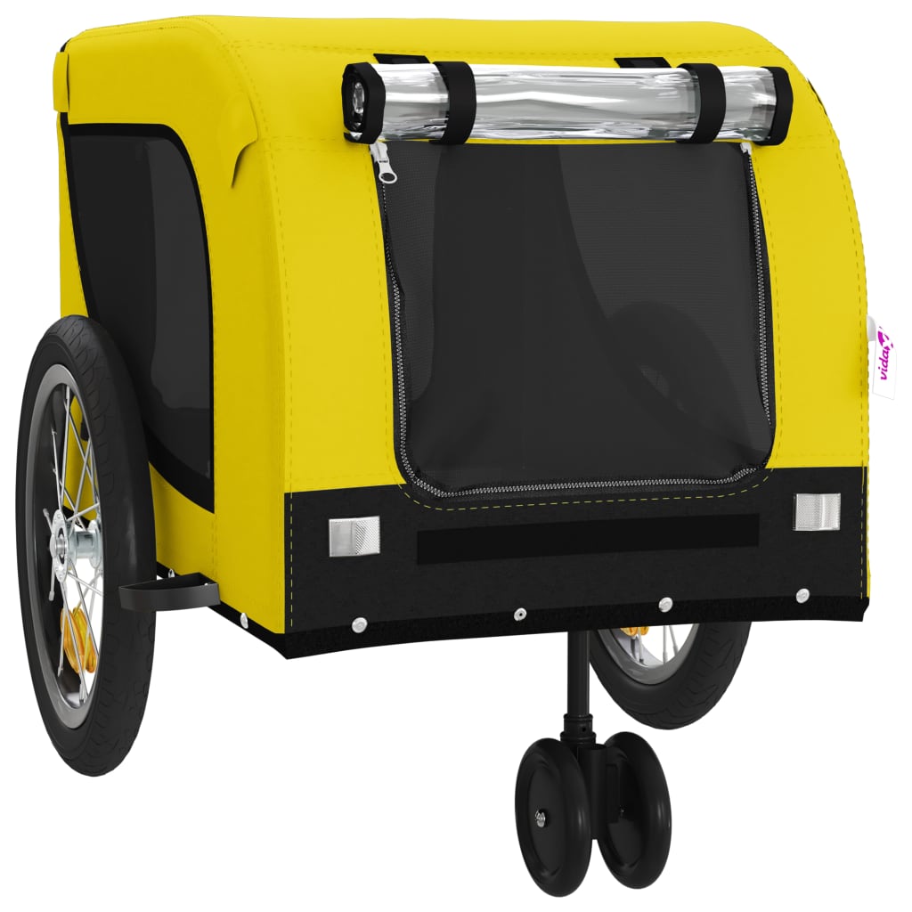 vidaXL Reboque para Bicicleta de Animais de Estimação em Tecido Oxford, Amarelo e Preto