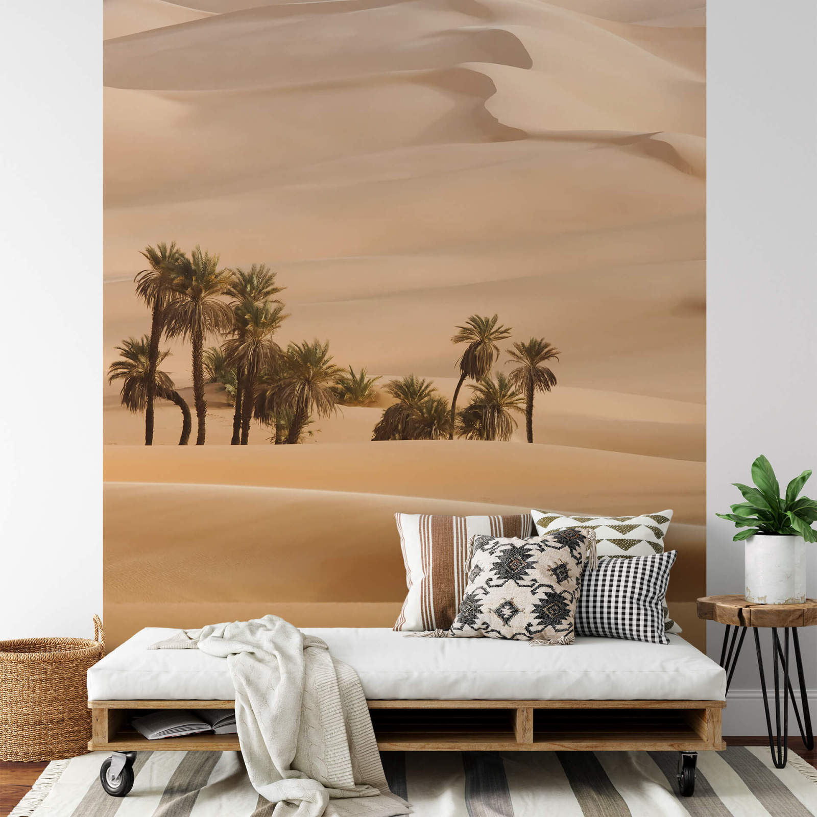 Fototapete DESIGNWALLS 2.0 - beige/creme-braun - Wüstenpalmen - 2,6 Meter