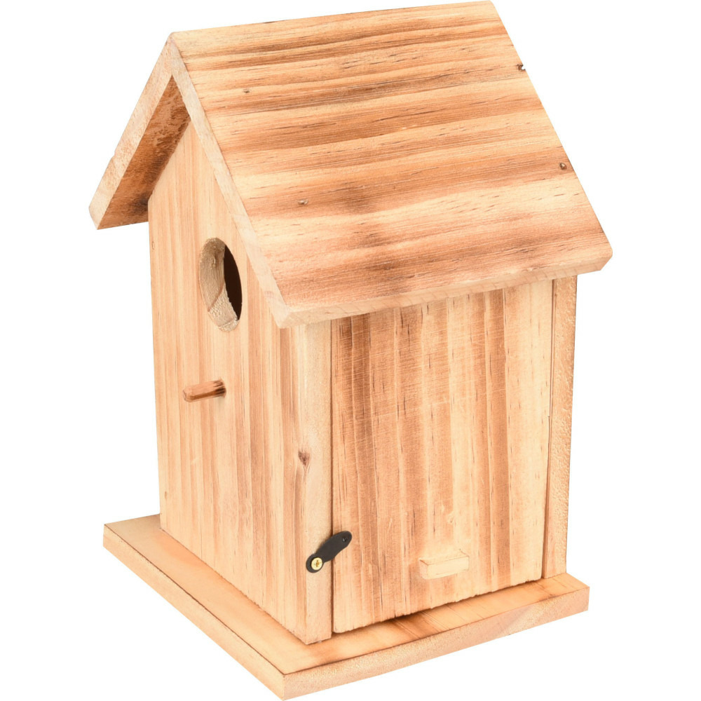 Nichoir pour oiseaux 15 x 12.5 x 20 cm en bois flammé nature