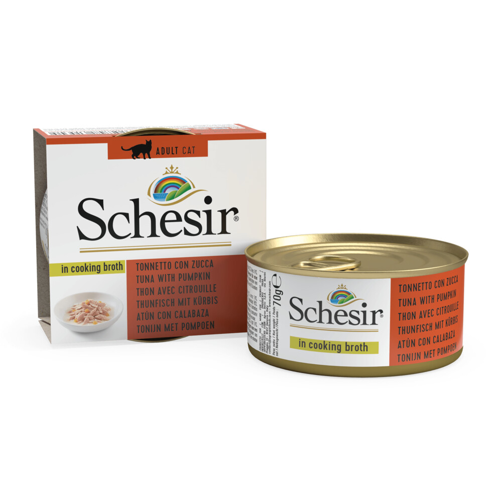 14x Schesir Kattenvoer Pompoen in Bouillon70 gr