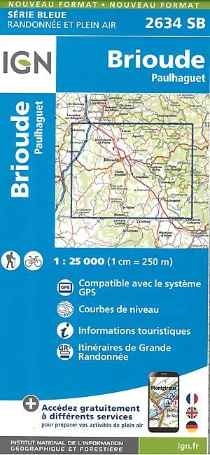 IGN - 2634 SB BRIOUDE PAULHAGUET 1 25 000