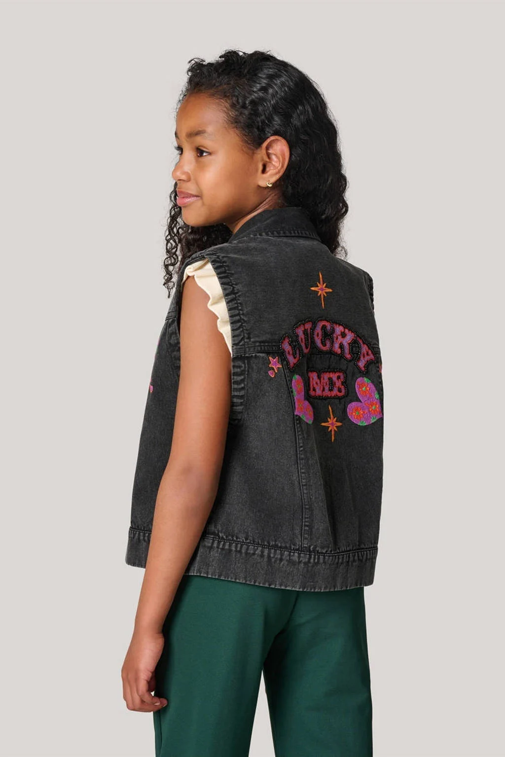 Shoeby gilet met backprint antraciet