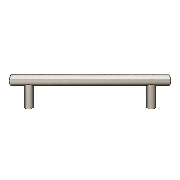 Poignée de meuble en T GoodHome Dizel acier effet nickel satin gris l.168mm x l.12mm x H. 35mm entraxe 128mm