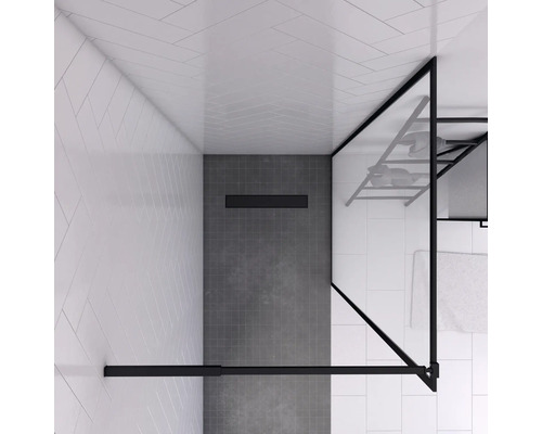 Walk In Aurlane Dark Edge 90 cm profiel zwart helder glas omkeerbaar
