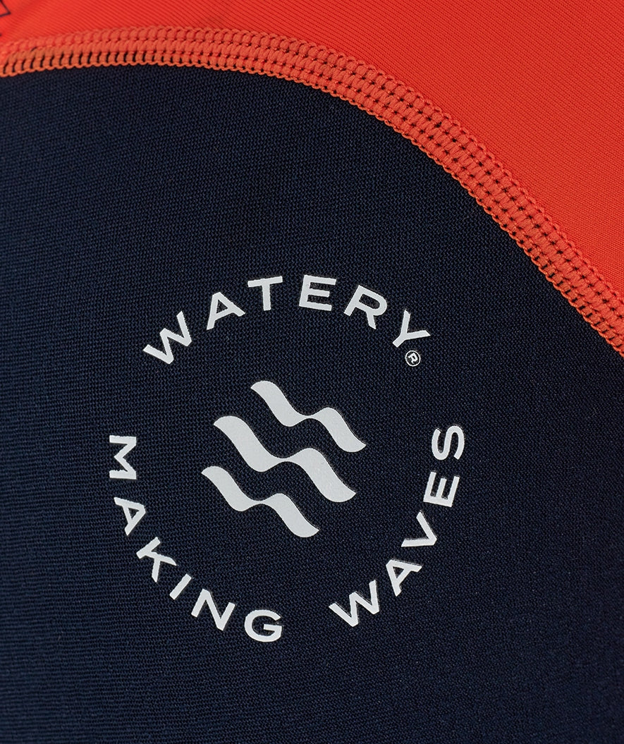 Watery UV våddragt til børn - Calypso Langærmet - Orange/blå