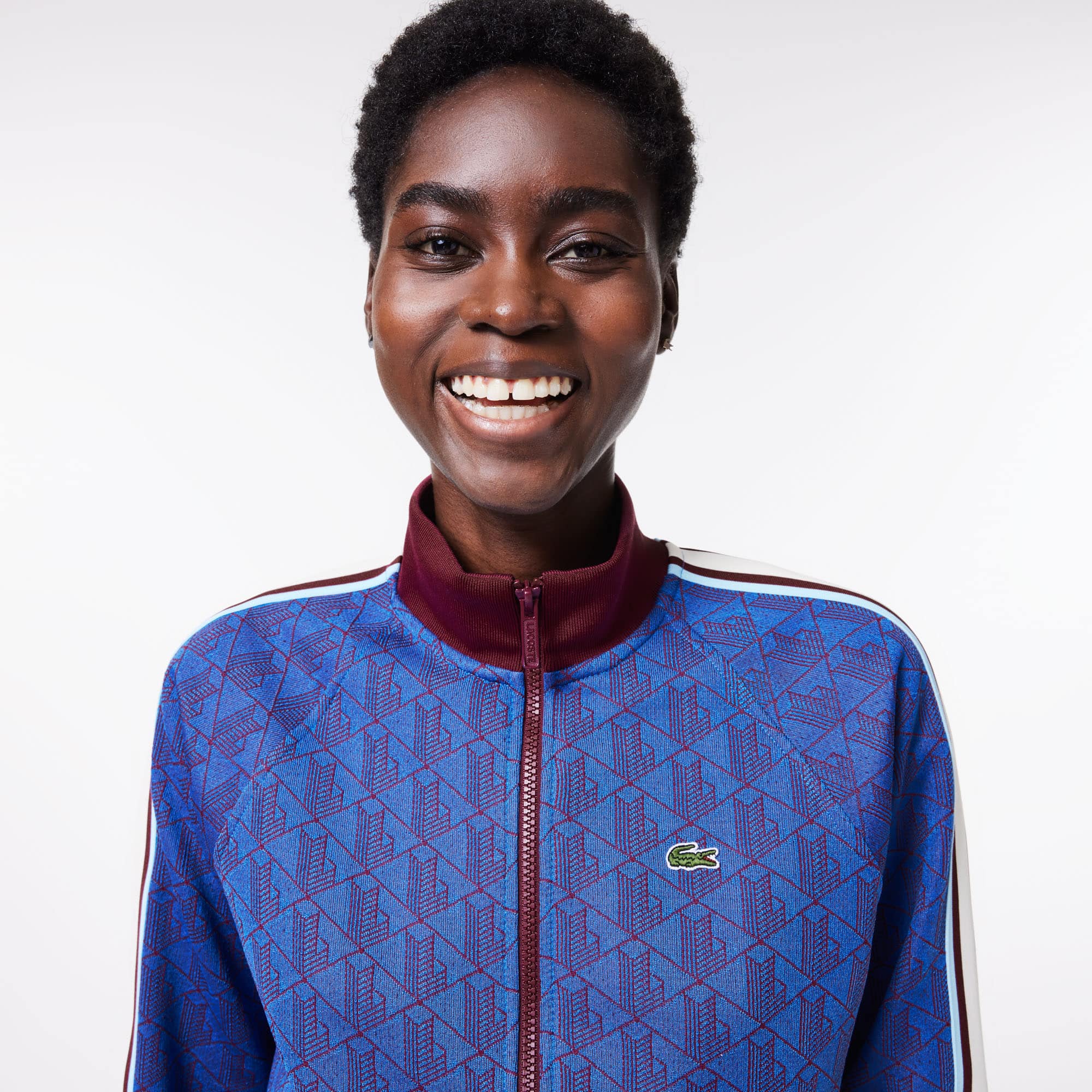 Sweatshirt zippé Paris col montant jacquard monogramme Sweatshirts - Bleu - Lacoste - Femme